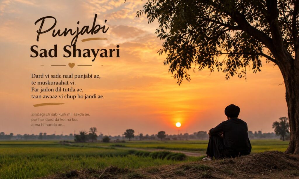Punjabi sad shayari conclusion fields sunset