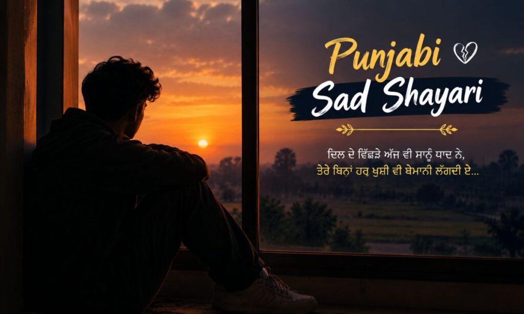 Punjabi sad shayari sunset silhouette