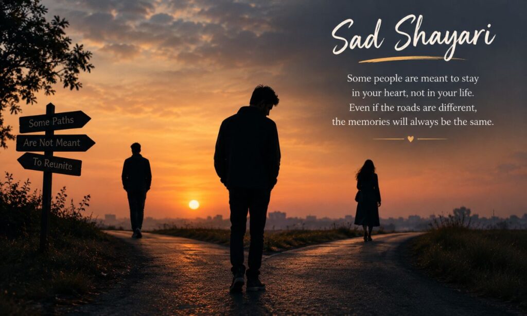 Silhouette of two people walking away from each other in opposite directions