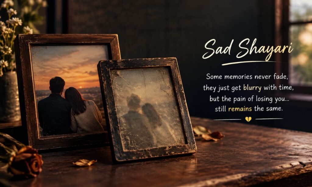 Two old photo frames on a wall with one image faded