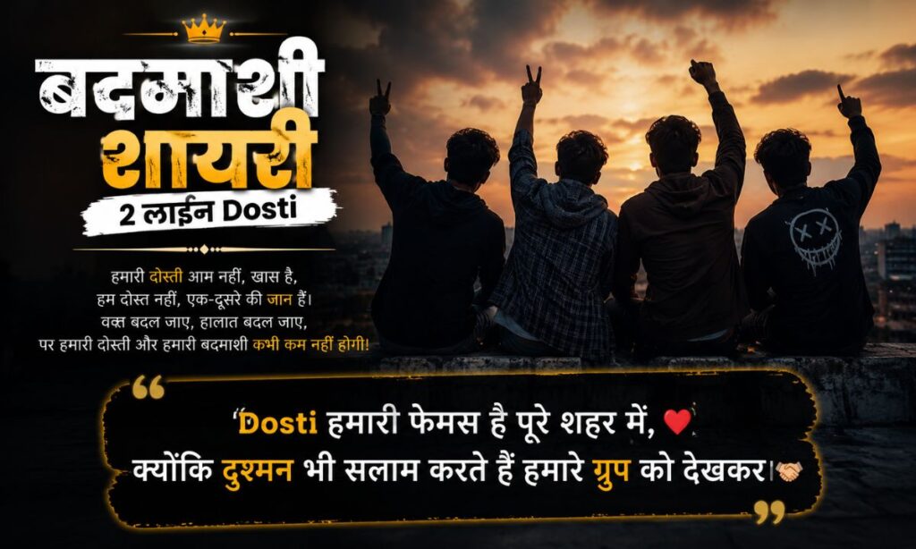 बदमाशी शायरी 2 लाइन Dosti