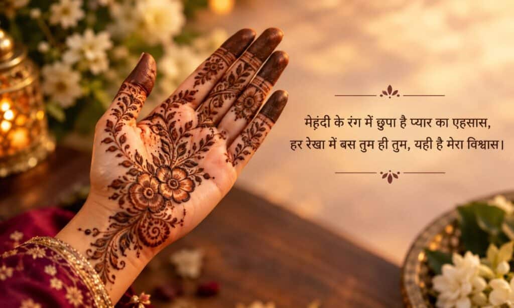 Mehndi shayari 2 lines in hindi